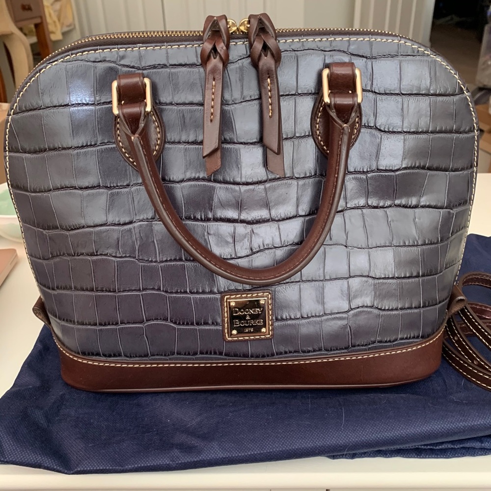 Dooney & Bourke Grey Crocodile Zip Zip Satchel